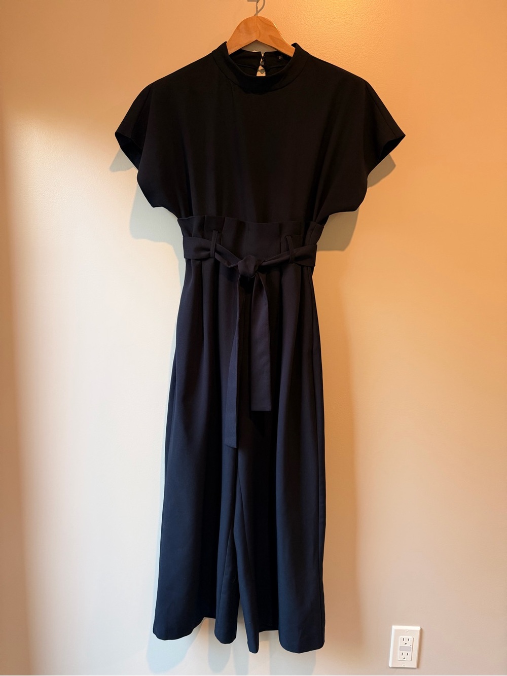 Women's Belted Jumpsuit - Navy Blue
